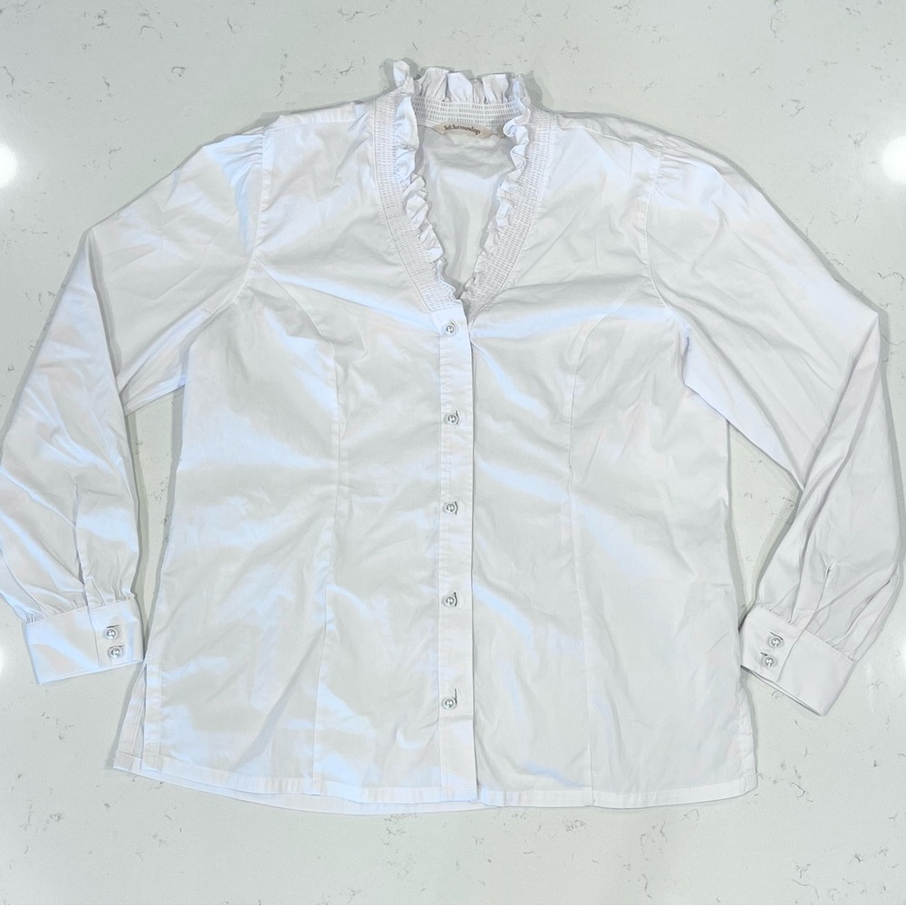 Soft Surroundings Kata Ruffle Collar Blouse, Women’s M